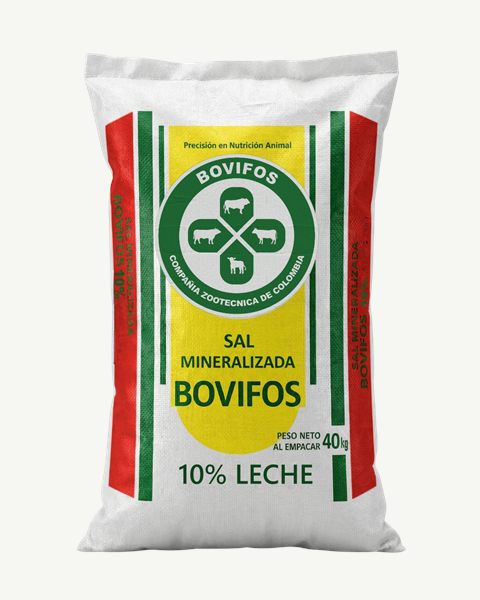 Bulto de 40 kg de sal mineralizada Bovifos 10% Leche, vista frontal